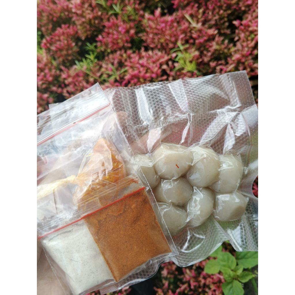 Cilok kuah pedas ayam suwir original baso aci