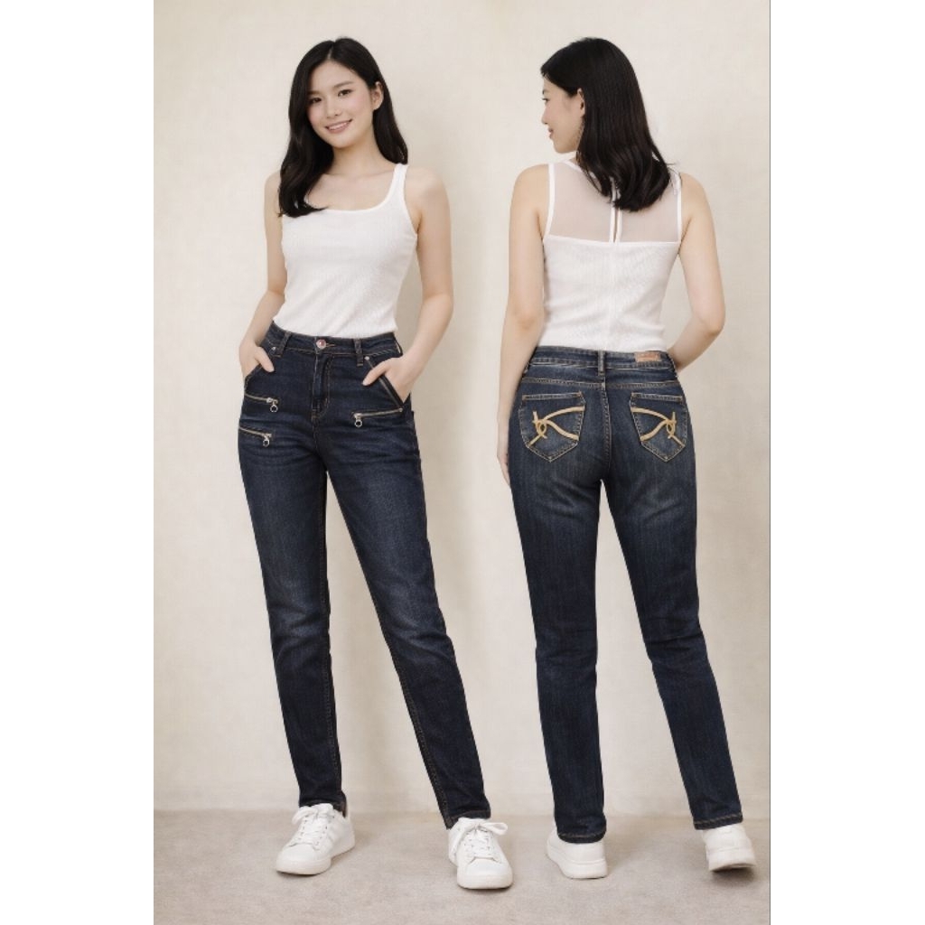 Celana Jeans Wanita Premium | Vintage Celana Jeans Panjang Wanita Denim Merk Eldest | Celana Panjang
