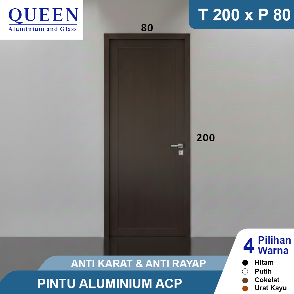 Pintu Aluminium 80 x 200 ACP Anti Rayap & Anti Karat