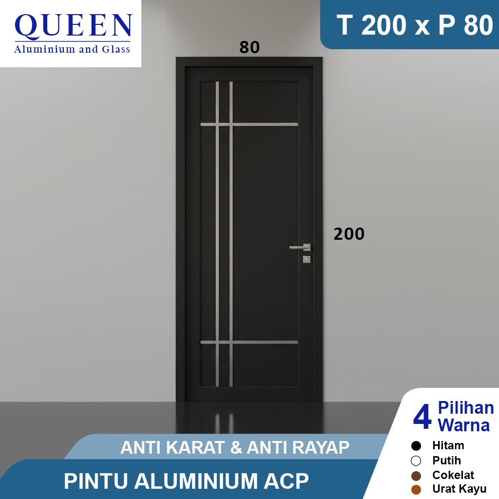 Pintu Aluminium 80 x 200 ACP Ornamen Anti Rayap & Anti Karat