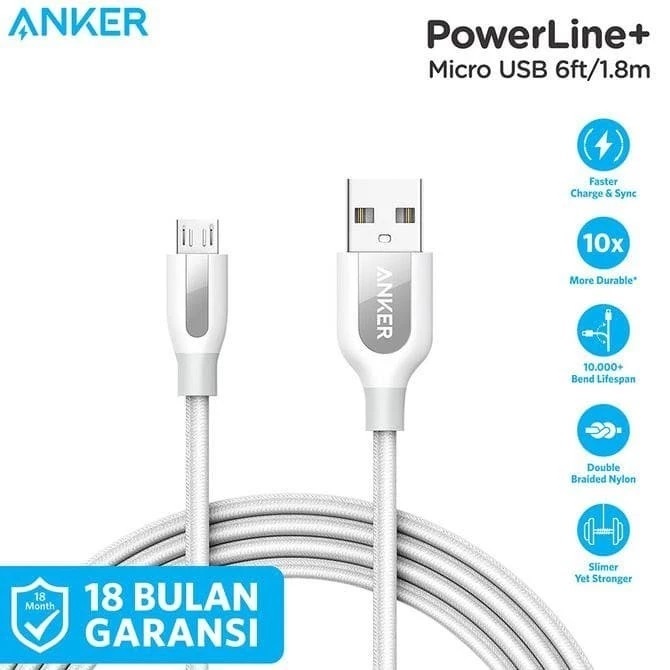 ANKER PowerLine+ Micro USB 6ft/1.8m - A8143 Kabel Charger