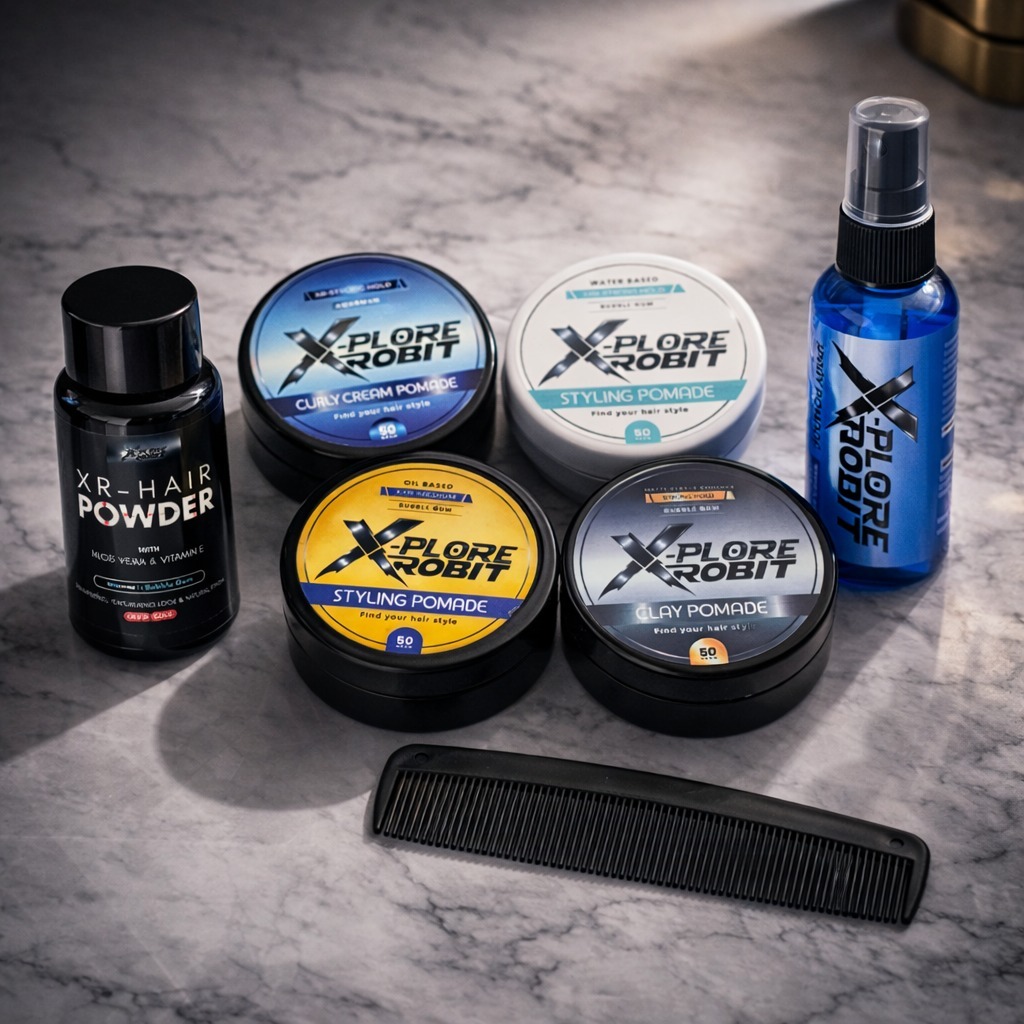 Bundling Ramadhan Xplore Paket A & B – Pomade Lengkap Hair Powder, Oil Based, Spray, Clay, Waterbase