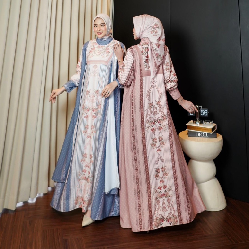 Dumma.id Set Hijab Amelia 1 Lady Zara + Hijab Catton Moka Gamis Mewah
