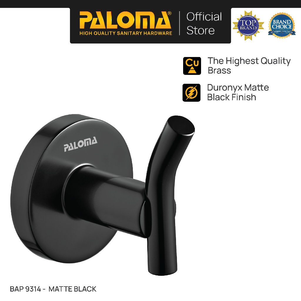 PALOMA BAP 9314 Kapstok Gantungan Baju Handuk Rak Hanger Mandi 1 Kait Wall Dinding Brass Kuningan Bl