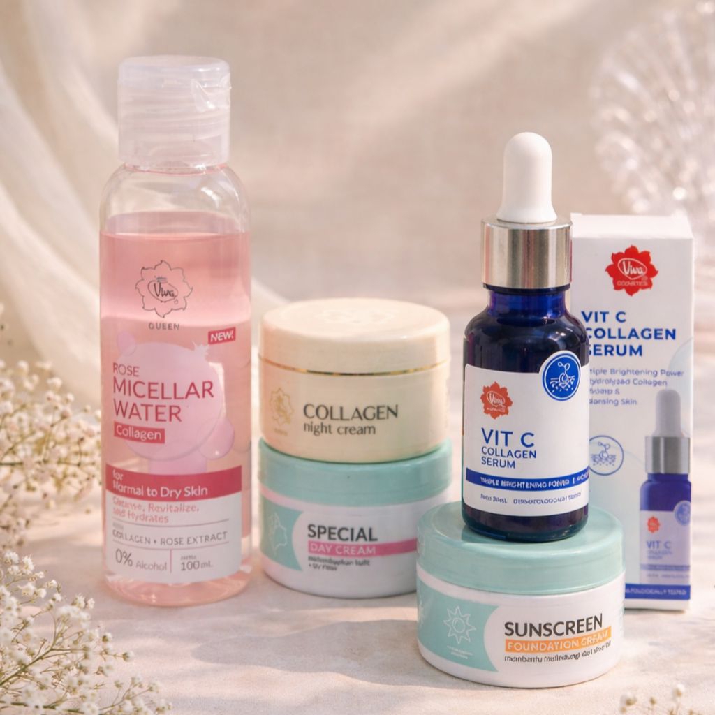 Viva Paket Skincare & Make Up Lengkap Untuk Mencerahkan/Berjerawat/Menghidrasi Kulit/Anti Aging (Men