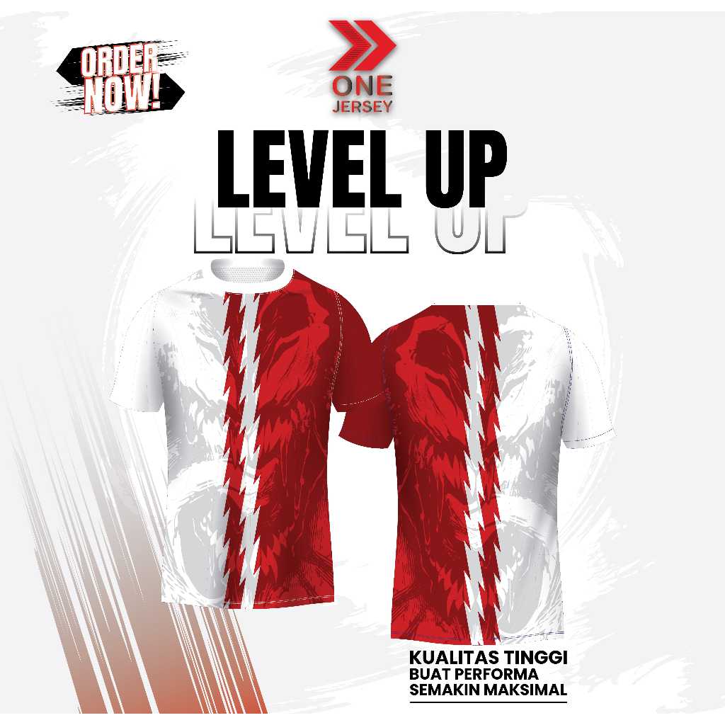 Jersey Merah Putih Lightning - Kaos Olahraga Indonesia Full Printing - Baju Futsal Voli Badminton