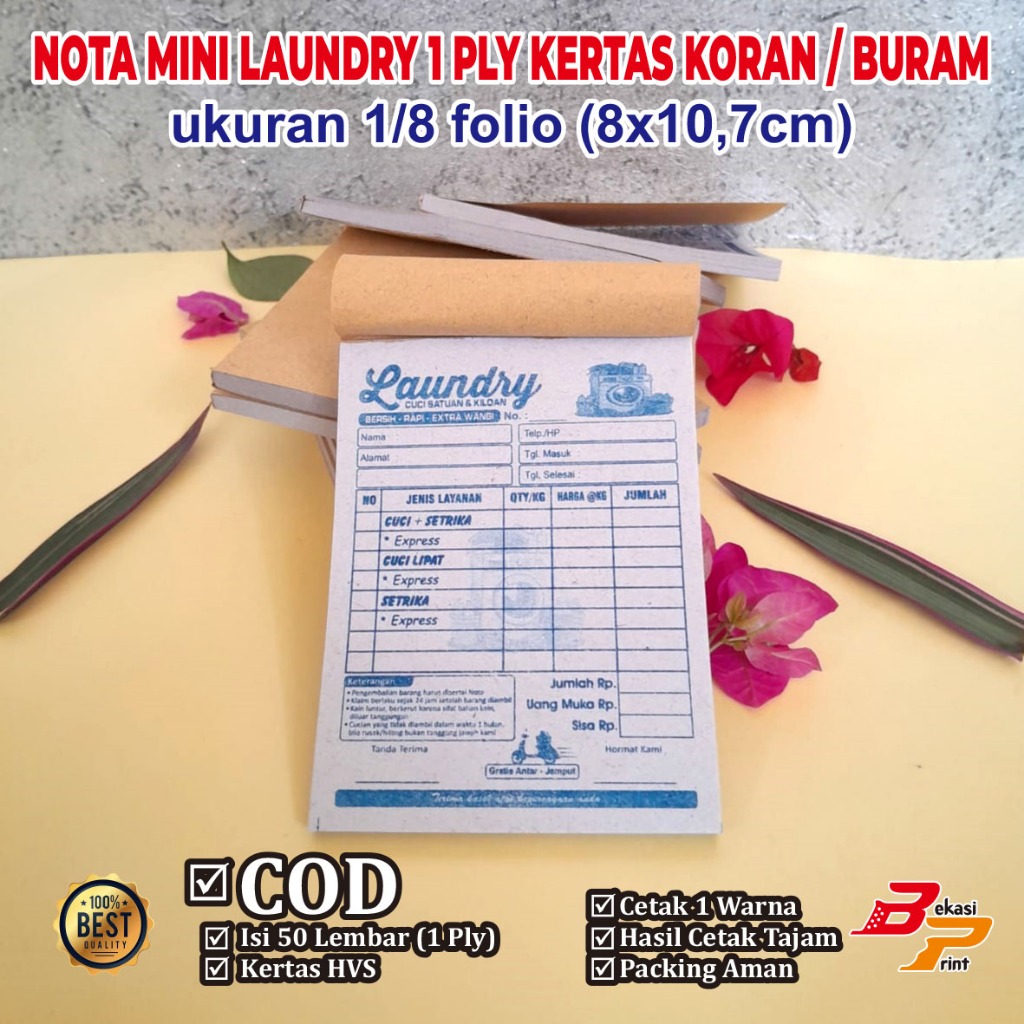 NOTA MINI LAUNDRY BAHAN KERTAS KORAN / BURAM