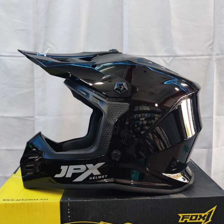 HELM JPX FOX  SOLID LACK GLOSS HELM CROSS JUNIOR TRAIL SNI DOT JPX CROSS ANAK