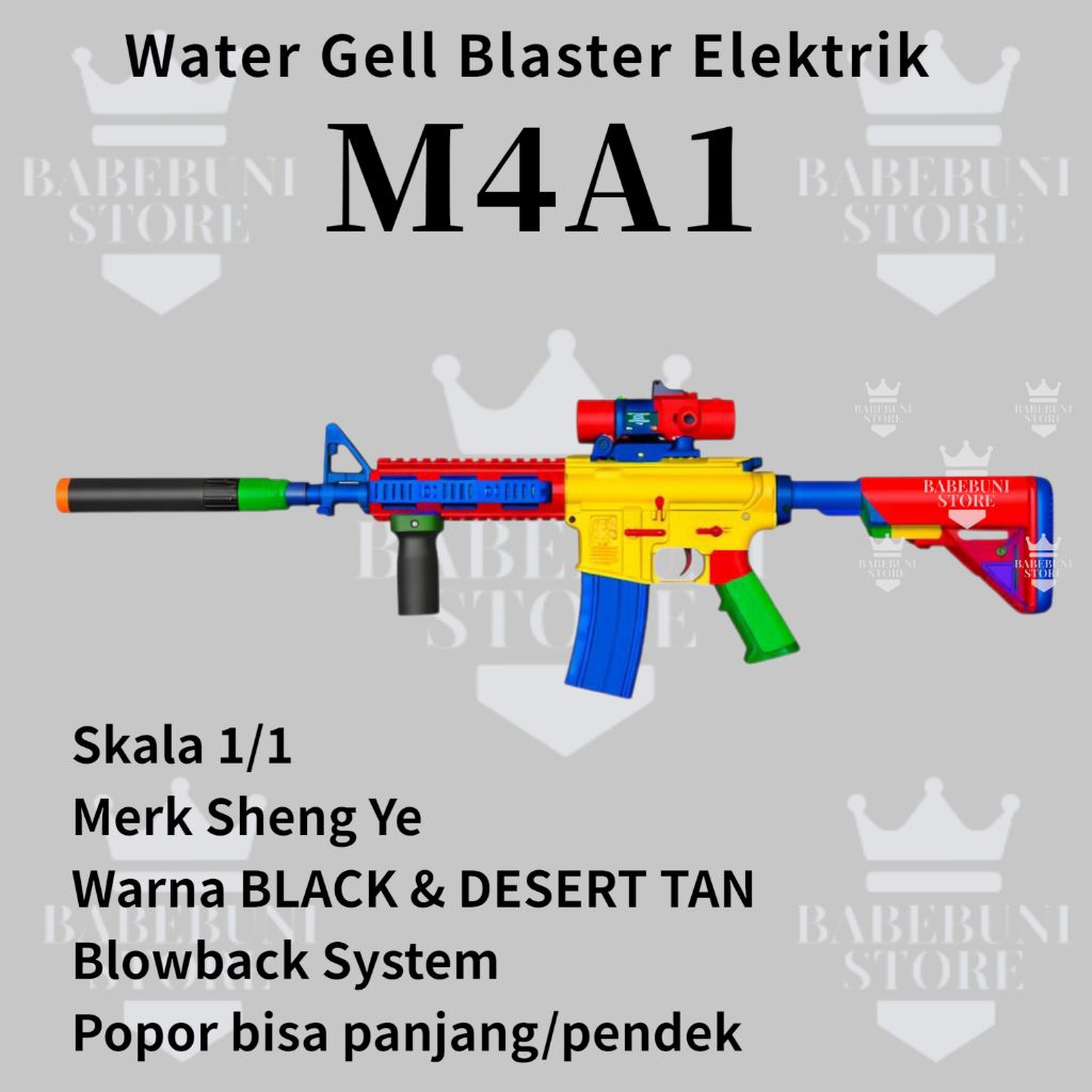 Mainan Anak Cowok Tembak Water Gell Blaster WGB M4A1 Sheng Ye Elektrik Dual Mode Full Auto Baterai C