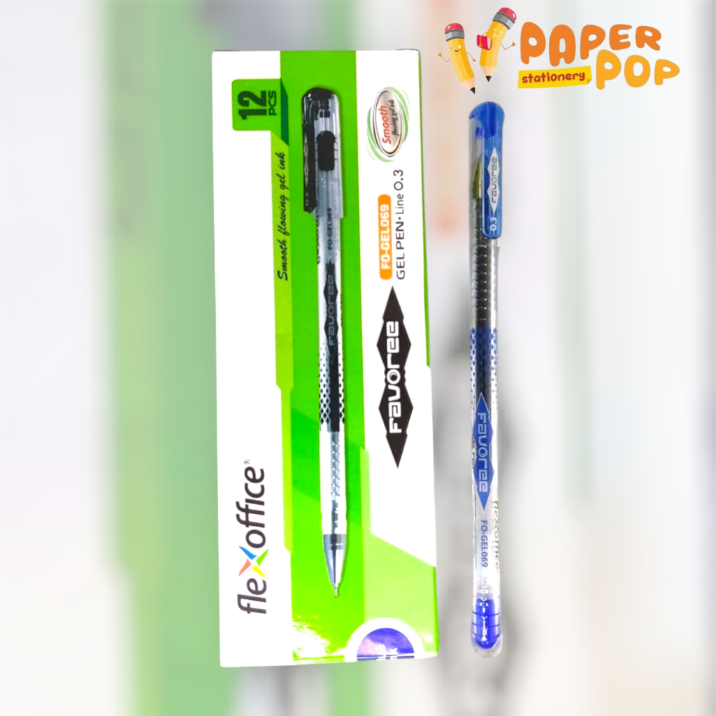 BALLPOINT / BOLPEN PEN PULPEN GEL FLEXOFFICE FAVOREE 0.3mm BIRU
