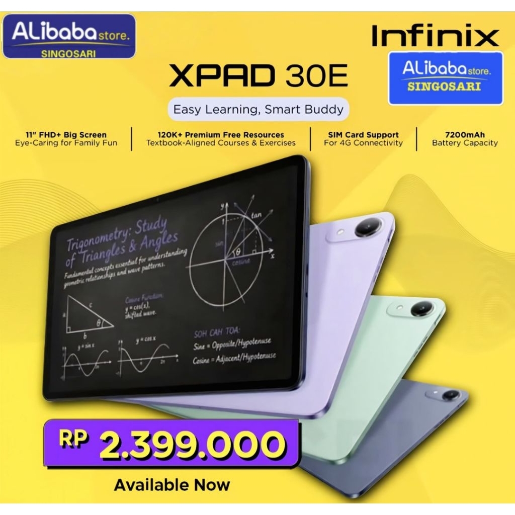 Infinix XPAD 30e RAM 4+4/128GB, New & Resmi Spek Gaming Tipis-Tipis