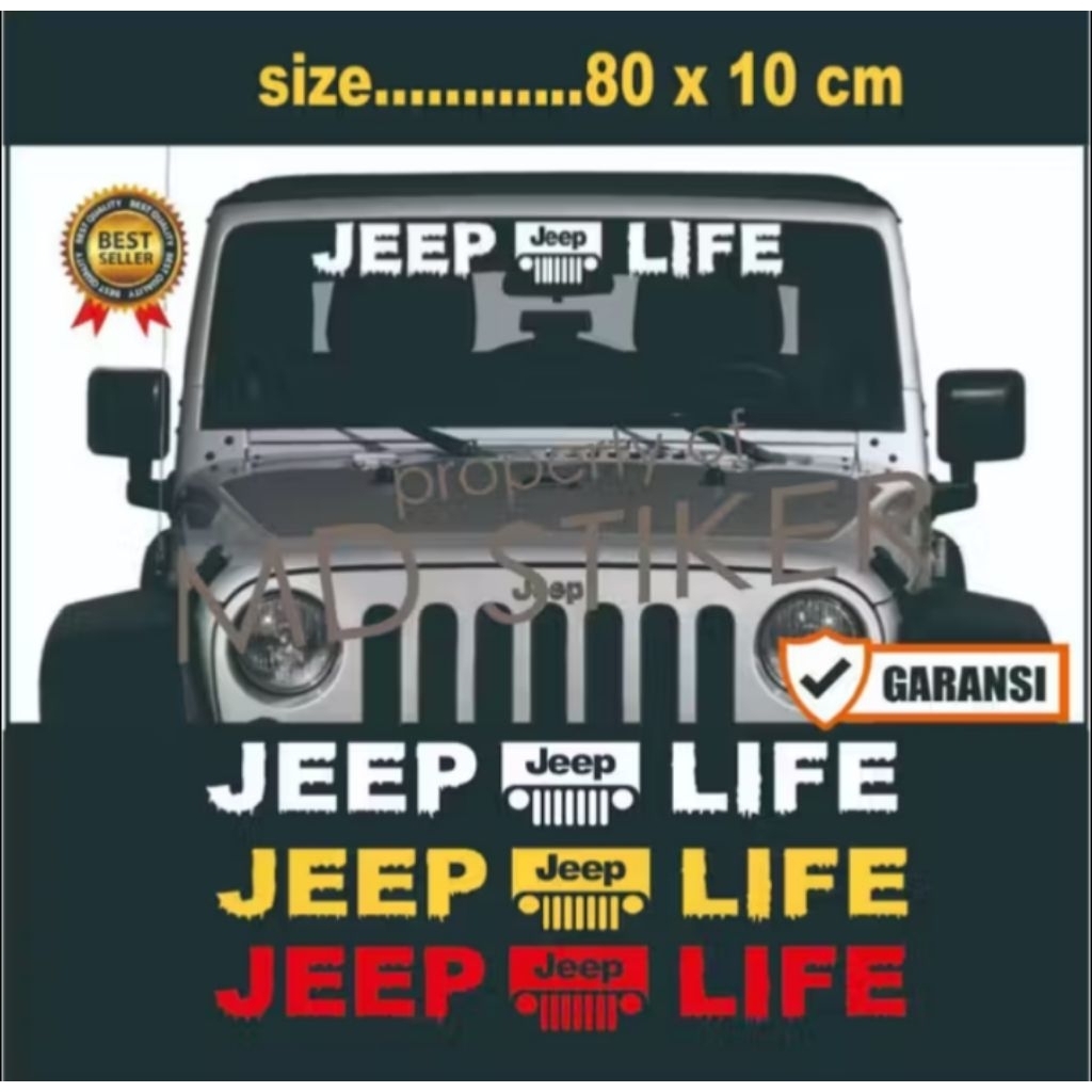 Sticker kaca mobil Jeep Wrangler Jimny dll stiker kaca depan mobil Jeep keren jeep life