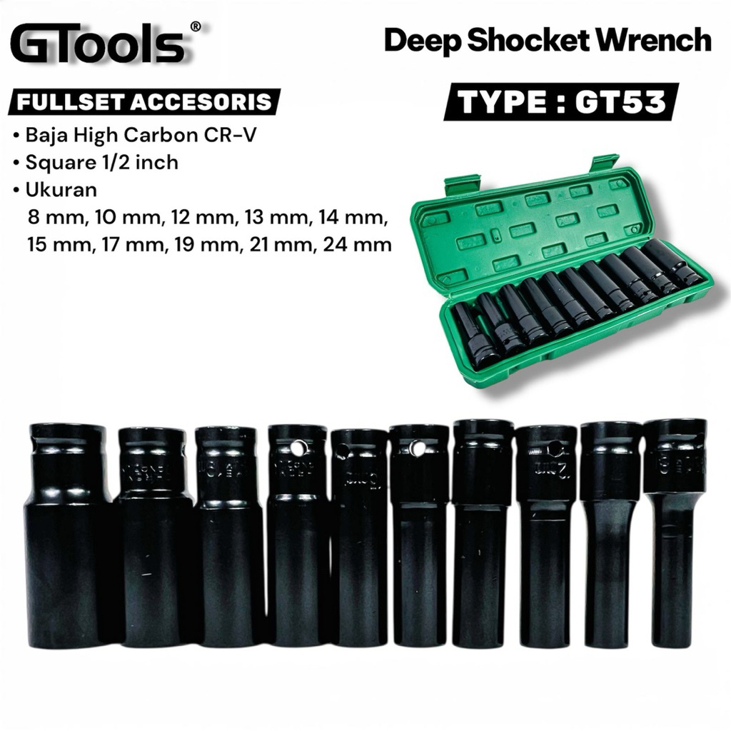GTOOLS EROPA GT53 Mata Shock Baja Deep impact wrench 1/2inch 8mm sampai 24mm