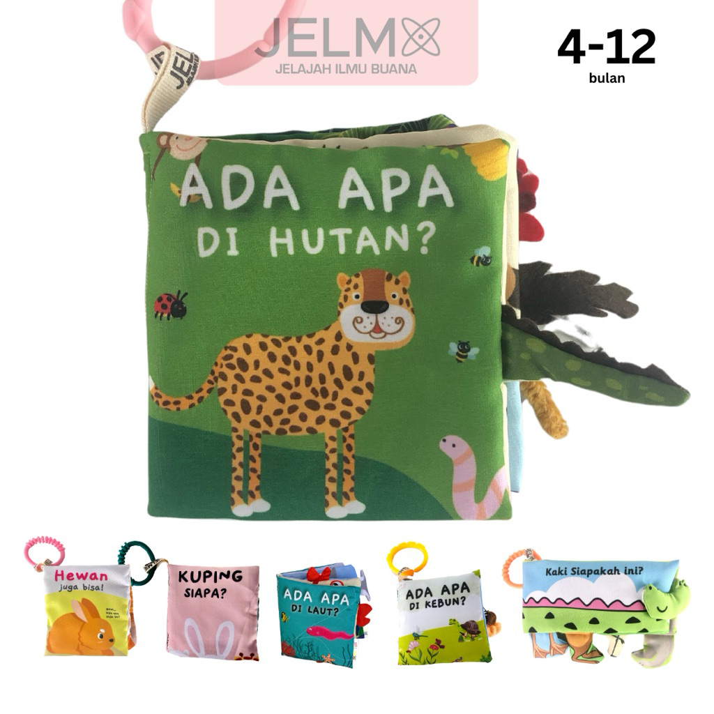JELMA Sensory Soft Busy Book | Buku Kain Bantal Bayi 3D | 4-12 Bulan