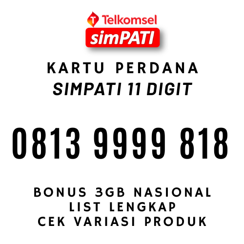 Kartu Perdana 11 Digit Simpati Nomor Cantik Telkomsel Simpati Nomer Cantik  Simpati Jaringan 4G/5G V