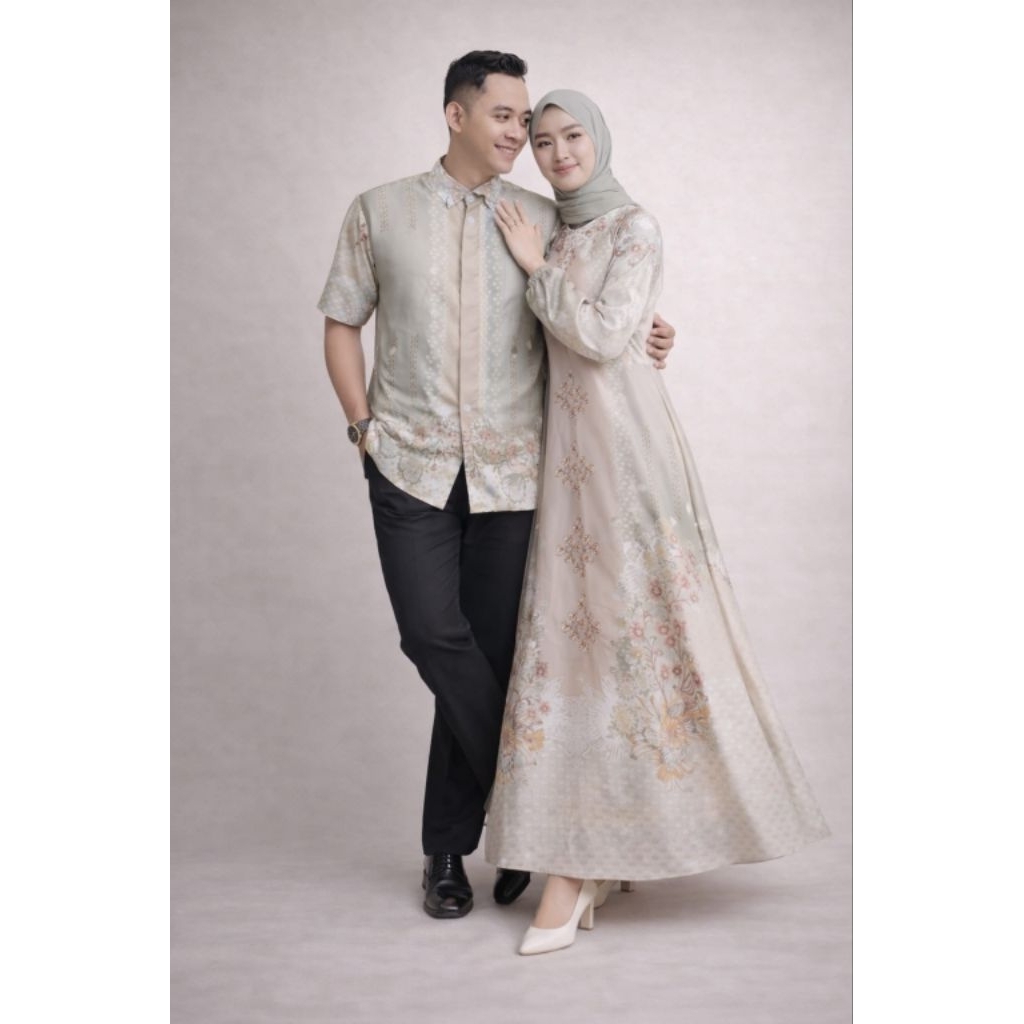 Set Couple Pasangan Muslim - Gamis Medina - Koko Lebaran Terbaru Redy Size Jumbo