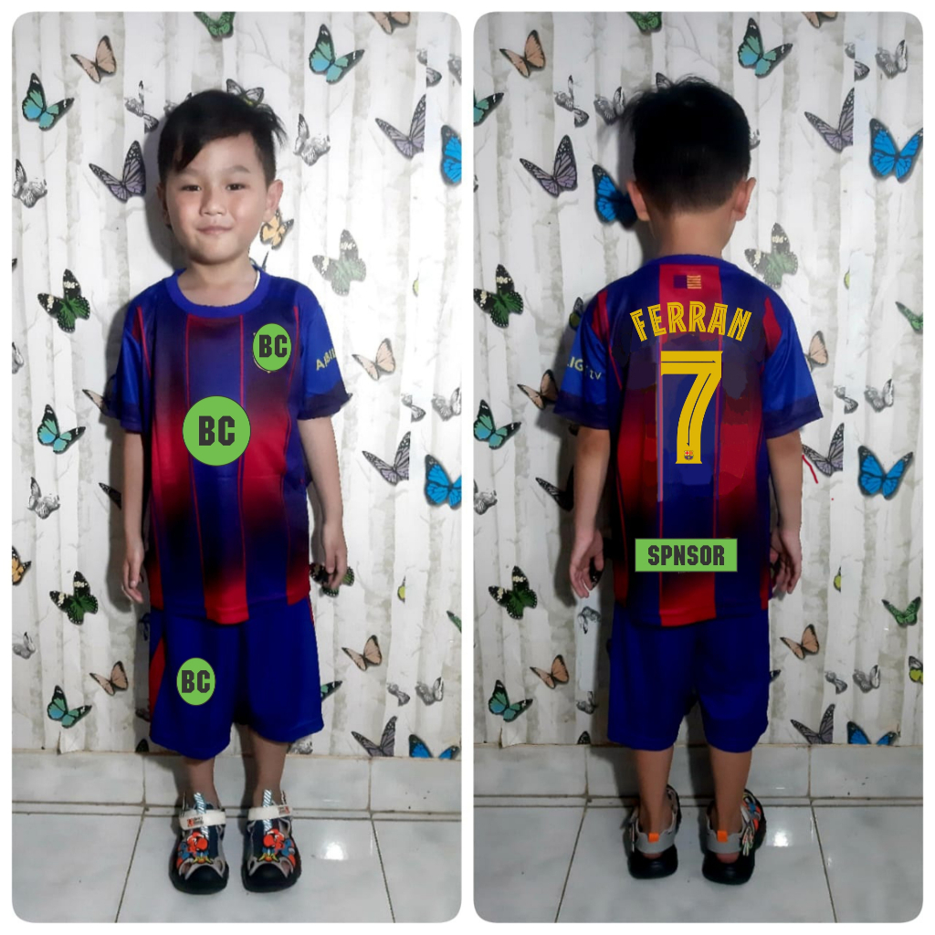 BISA COD BAJU FERRAN BARCA ANAK LAKI LAKI | Stelan Baju Bola Anak Barca Anak Laki-Laki Dan PeremPuan
