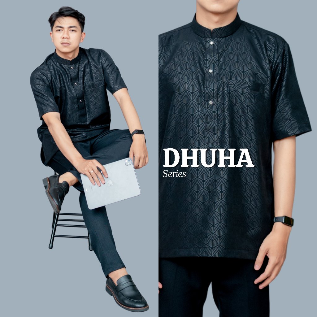 Koko Dhuha Atasan Muslim Pria Lengan Pendek - Baju Koko Adem