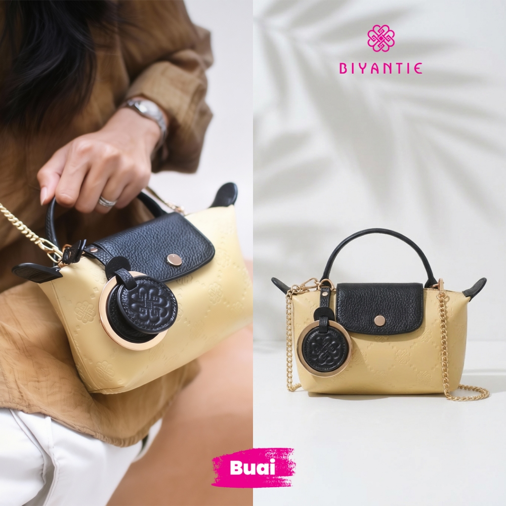 Biyantie Buai Sling Pouch Exclusive Handcrafted Genuine Cow Leather with Rose Gold Hardware Luxury M