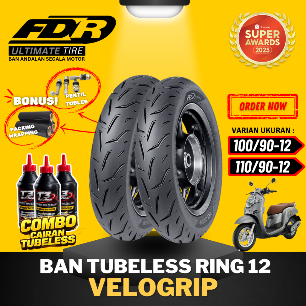 [READY COD] BAN FDR TUBELESS ULTIMATE TIRE FDR VELOGRIP RING 12 / BAN LUAR FDR TUBELESS VELOGRIP ( 1