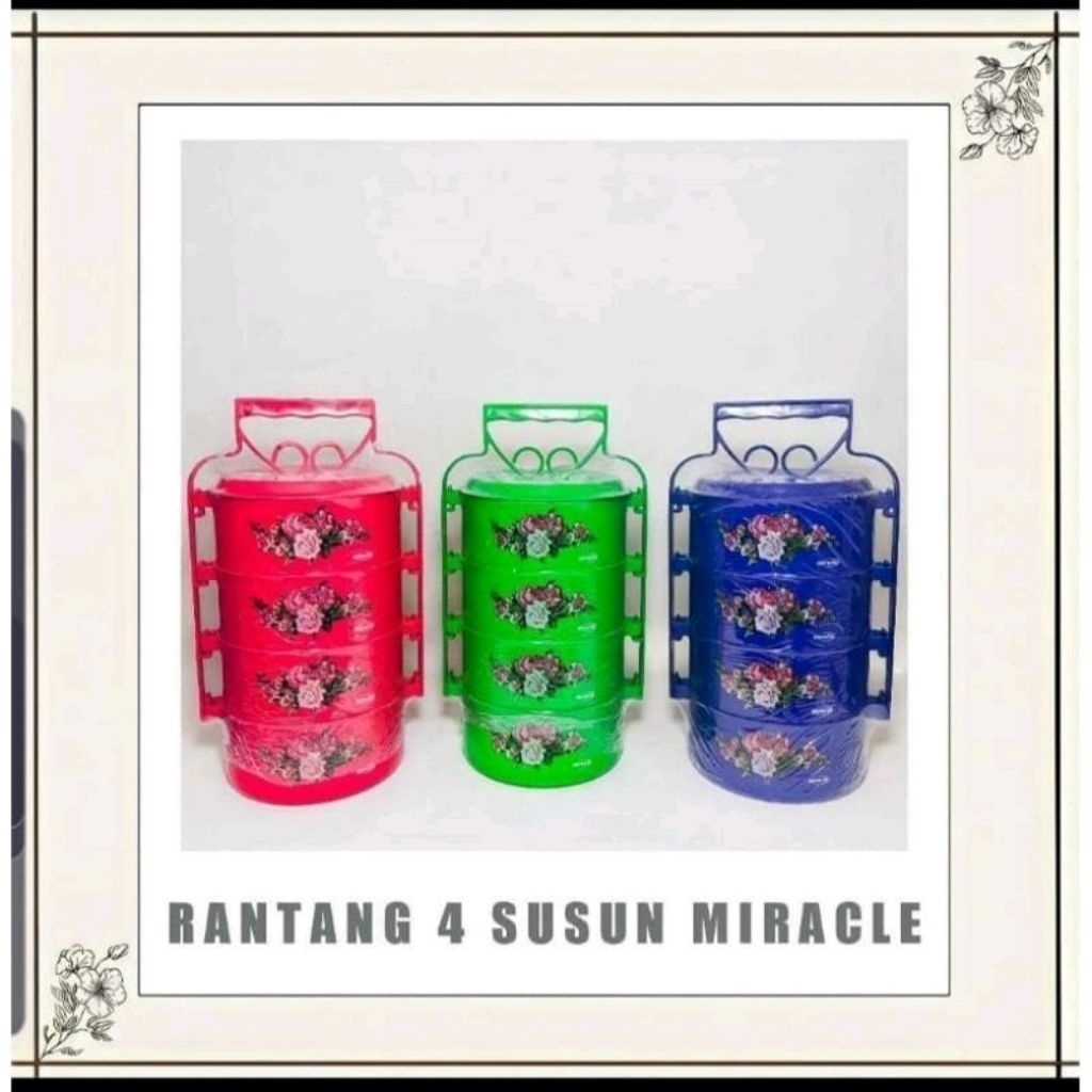 Rantang plastik 4 susun | Miracle Rantang plastik serbaguna | Rantang susun plastik