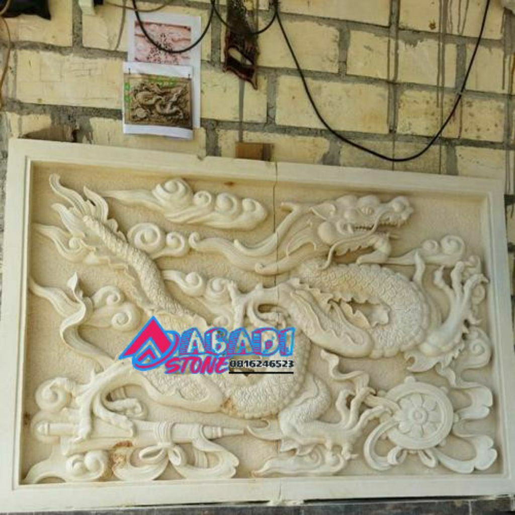ukiran naga dragon batu alam 100x150