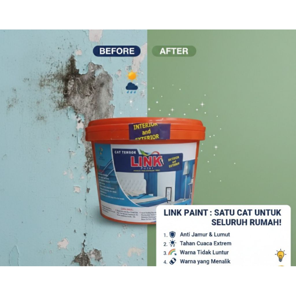 link paint cat tembok 5 kg interior dan eksterior anti jamur dan lumut