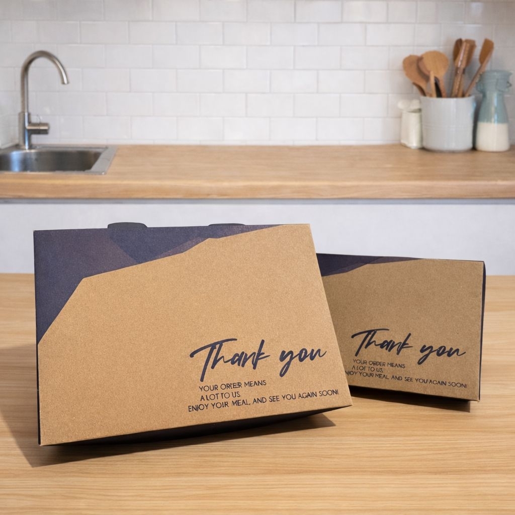 Paper Lunch Box size ( L )  Kraft Laminasi  Kotak Dus Makan Ayam Nasi Goreng Bakar Geprek Penyet Nas