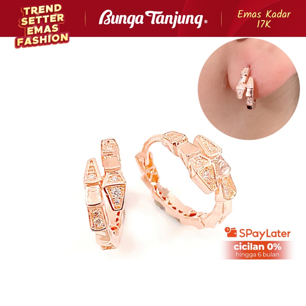 ANTING KLIP ULAR - EMAS 17K - BUNGA TANJUNG GOLD