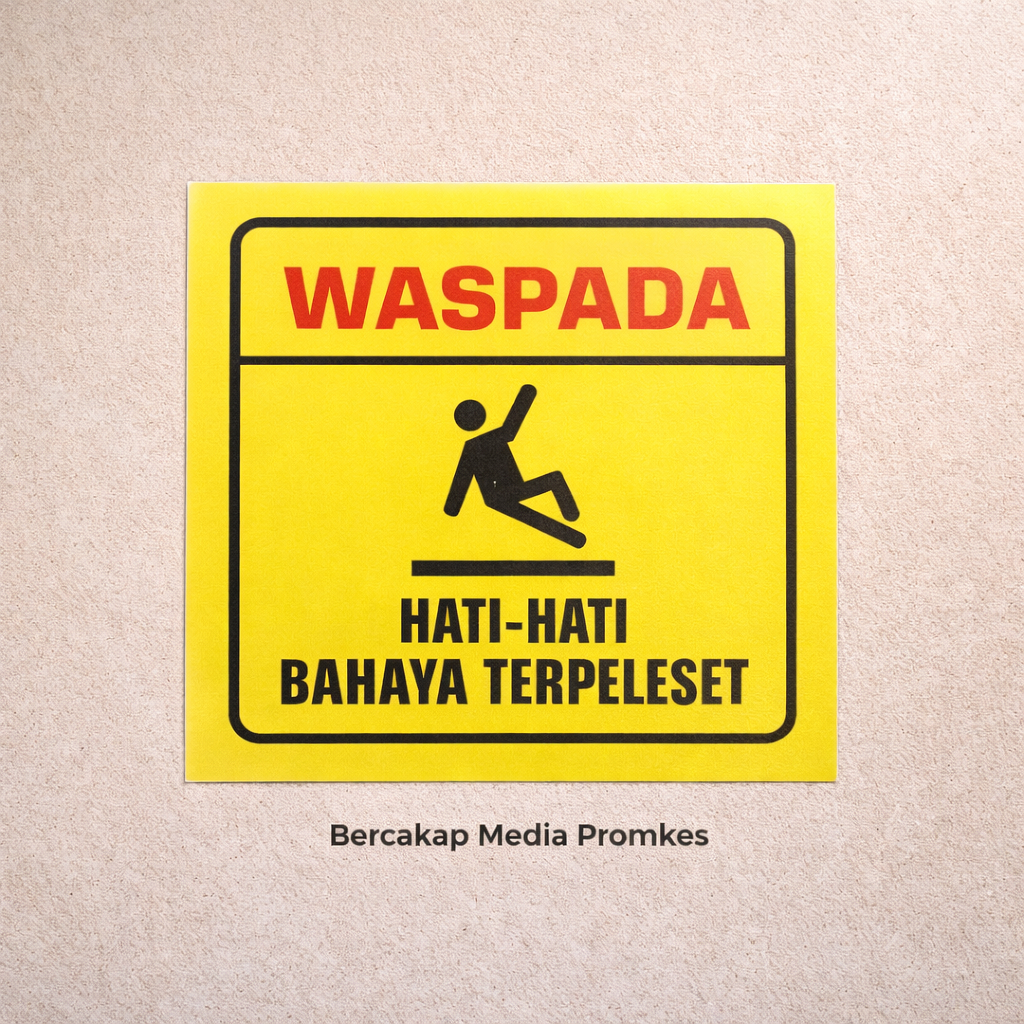 Stiker Lantai | Stiker Awas Terpeleset, Tanda Lantai Licin | Peringatan Keselamatan, Sticker K3