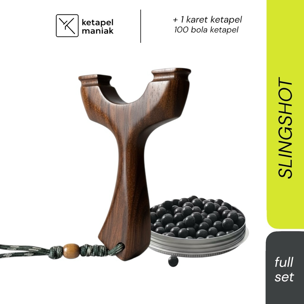 ketapel kayu sonokeling - B goat gagang bengkok / ketapel olahraga tradisional full set