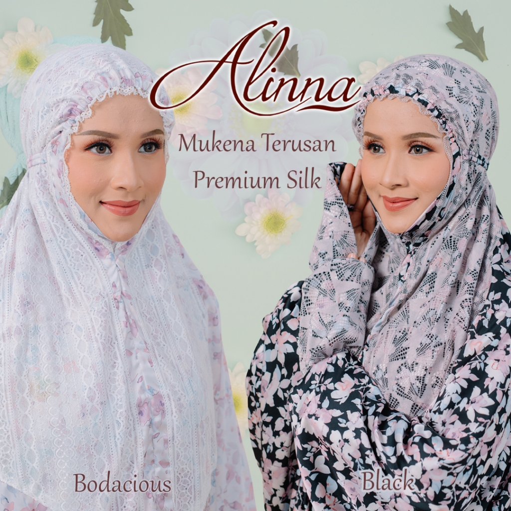 Mukena Alinna Terusan Sutra Premium Silk Motif 1