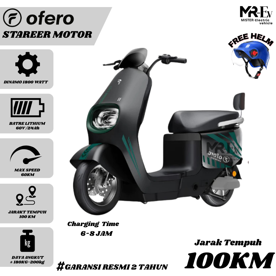 OFERO Motor Listrik Ofero Stareer Motor Garansi Resmi 2 Tahun Dinamo 1800WATT Kualitas Terbaik