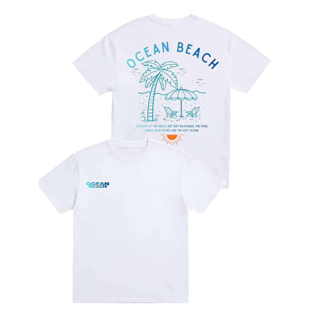 Ocean kaos pria Lengan Pendek - Ocean Beach - T Shirt Cotton Combed 24s