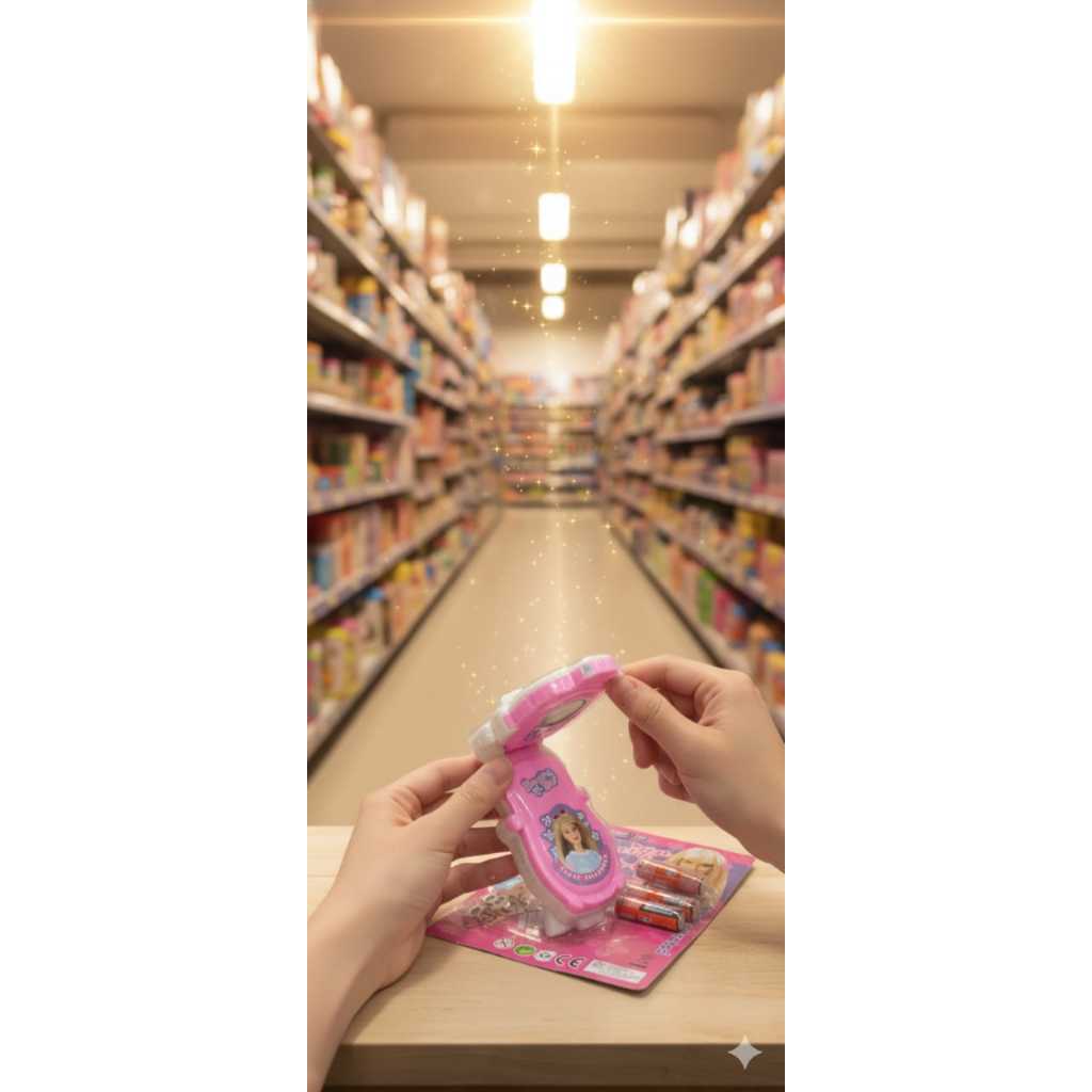 MAINAN HP LIPAT barbie pink lucu dan murah/COD/ PLUS BATTRAI