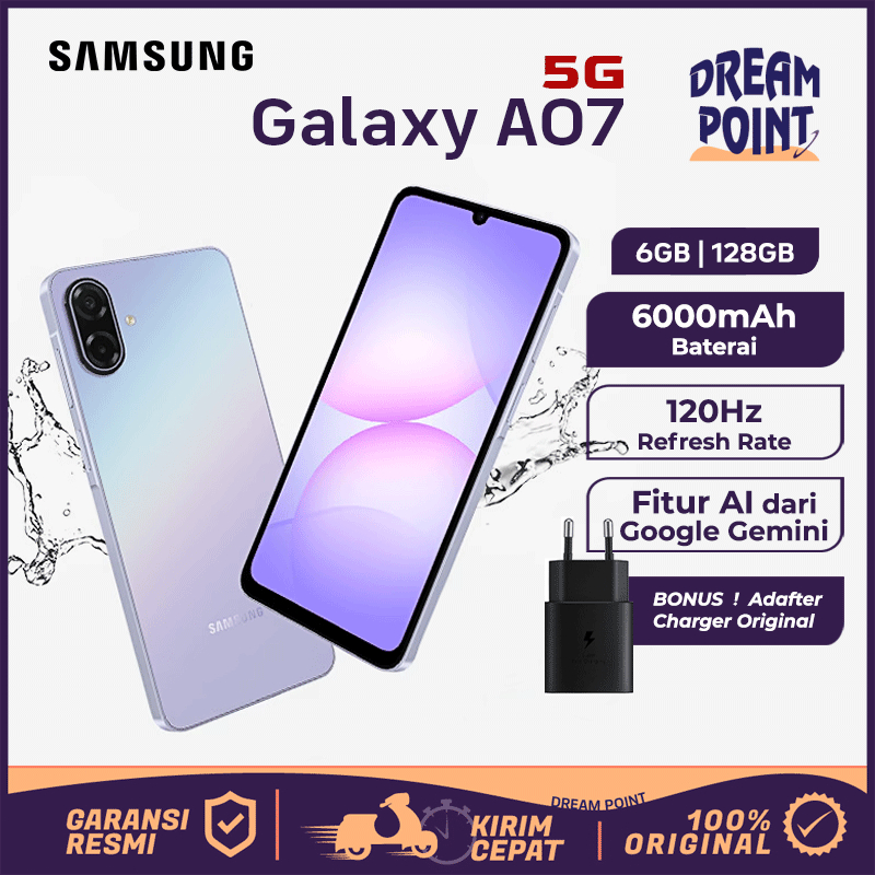 HP Samsung A07 5G RAM 6/128GB HP Murah Original 100% Smartphone Android Handphone Terbaru 2025