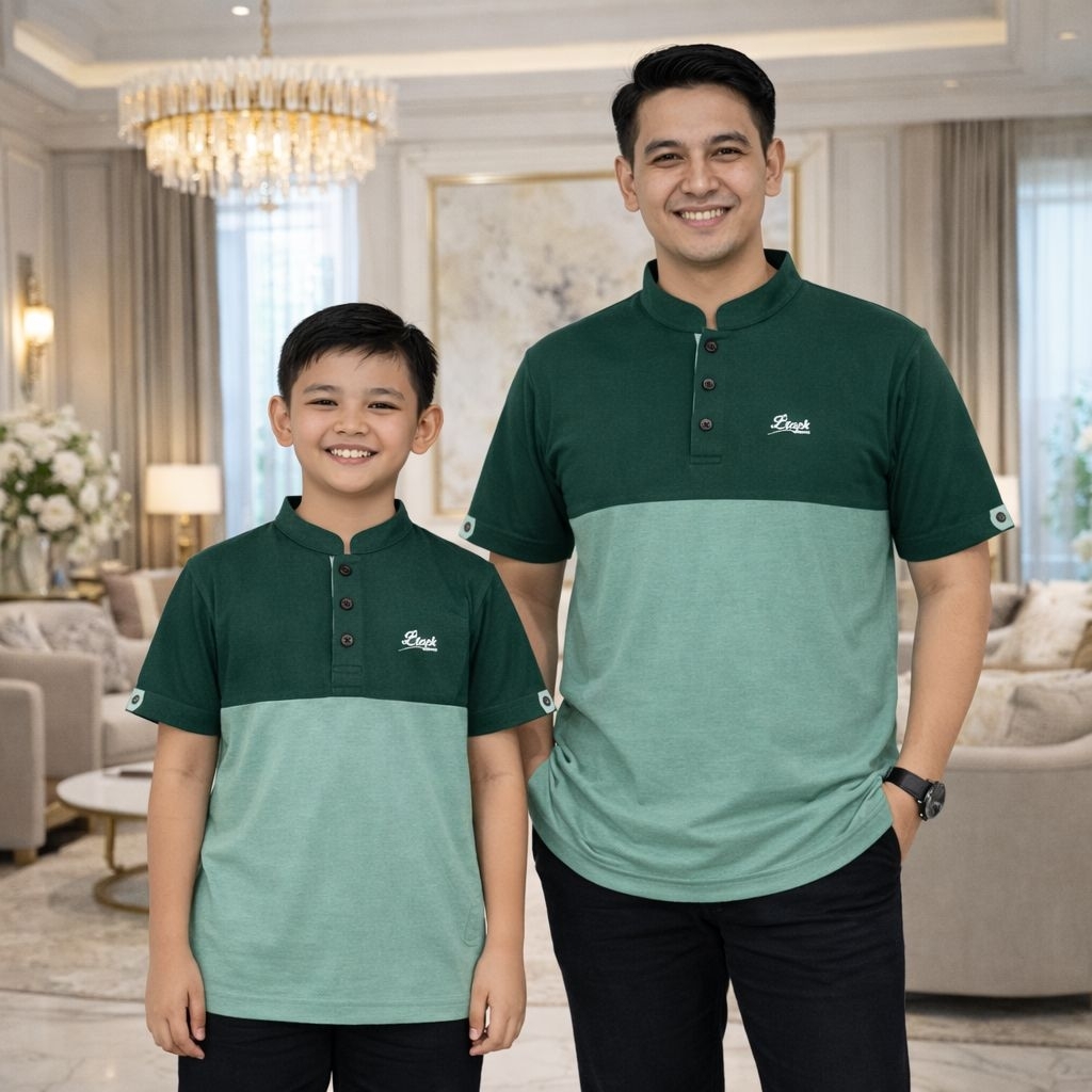 KURTA KAOS COUPLE | KURTA KAOS AYAH DAN ANAK HIJAU SAGE