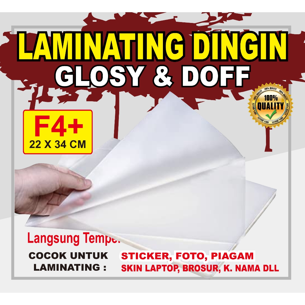 Plastik Laminasi Dingin F4+ isi 50 lembar - Motif DOFF ( Sticker Bening Transparant Pelapis Kertas F