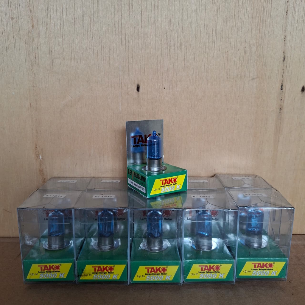 TAKO Bohlam Lampu Depan Halogen Motor (K1 18/18W) Astrea Grand Crypton Vega R Supra X Tornado Jernih