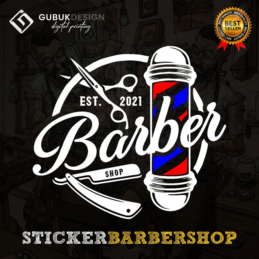 Wallsticker Dinding Stiker Barbershop Bisa Custom Nama