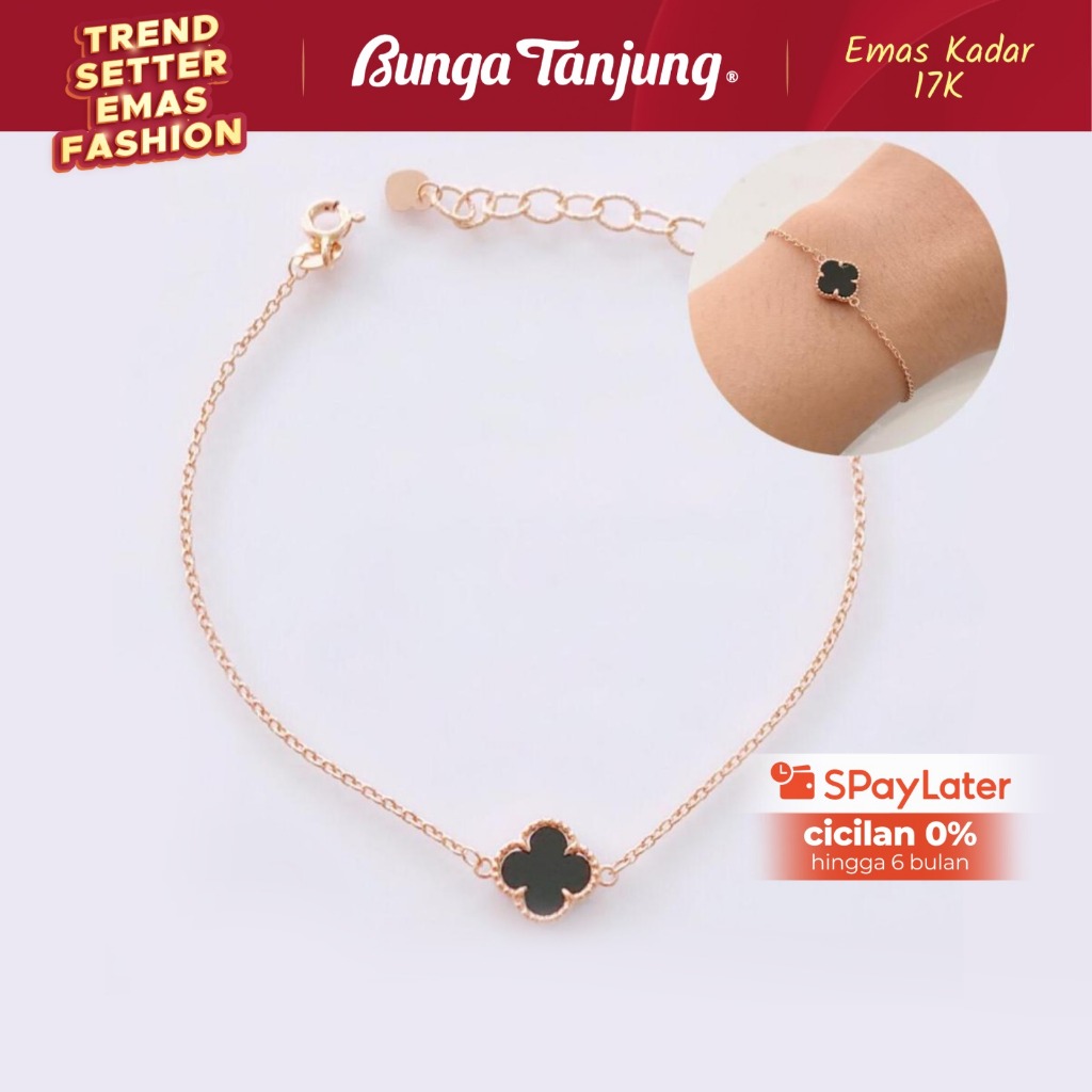 GELANG CLOVER BUNGA 1 HITAM B - EMAS 17K - BUNGA TANJUNG GOLD
