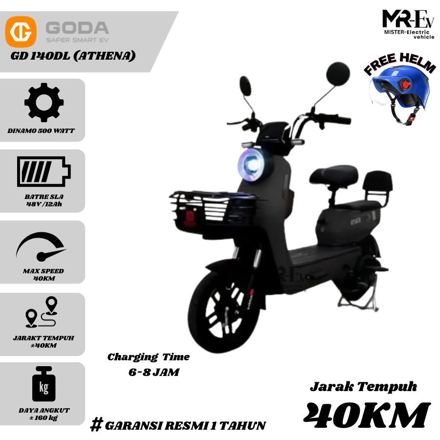 GODA Sepeda Listrik Goda 140DL GD140dl Garansi Resmi 1 tahun GD 140 DL