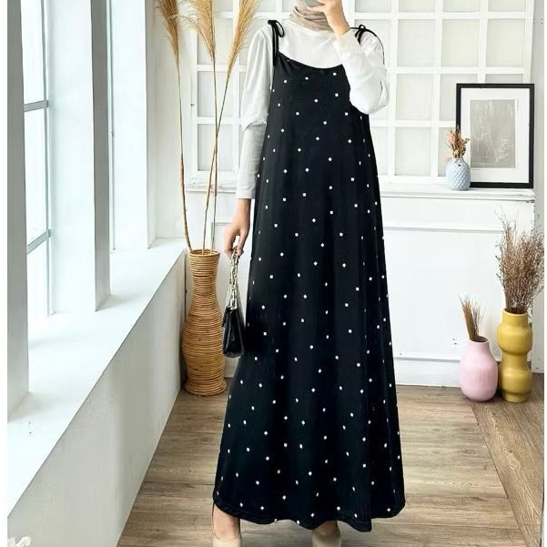 YUBI SLOOPY DRESS OVERALL JEJU OVERALL DRESS MOTIF BUNGA KOREAN STYLEV OVERALL WANITA KOREA
