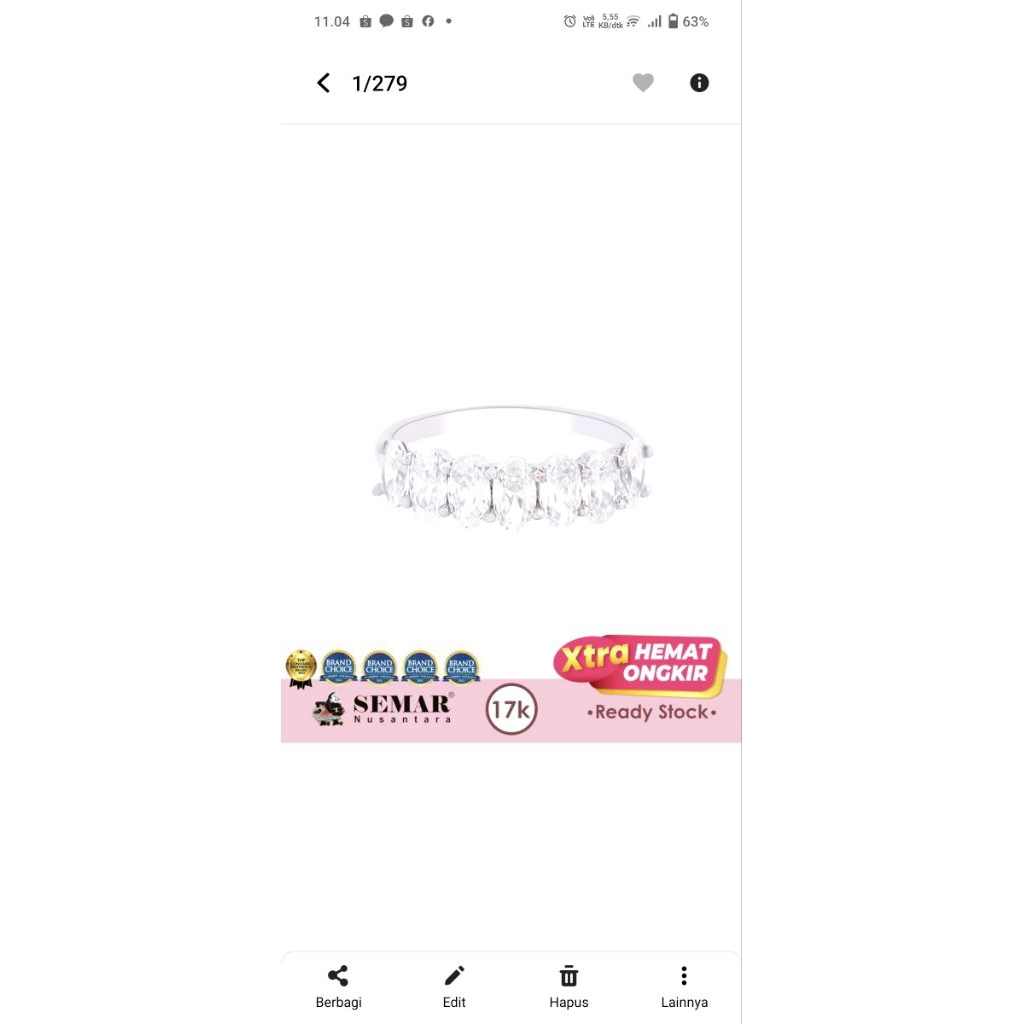 cincin savera semar nusantara 17k white gold