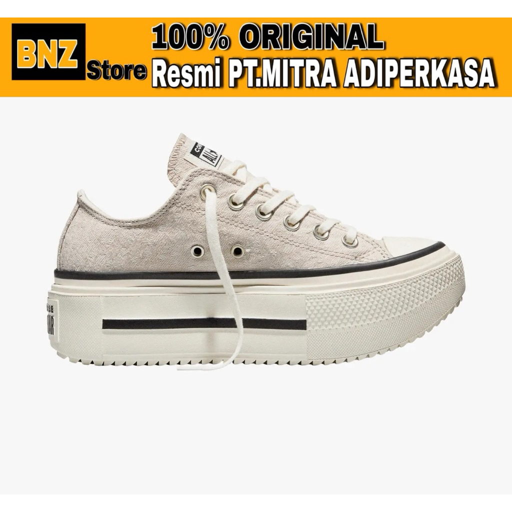 Sepatu Sneakers Wanita Converse CTAS Lift Double Stack Ox Beige/Vintage White