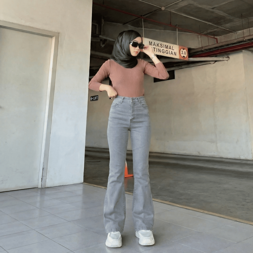 HW Cutbray Jeans Wanita Stretch Melar - Celana Jeans Cutbray Wanita Denim Premium