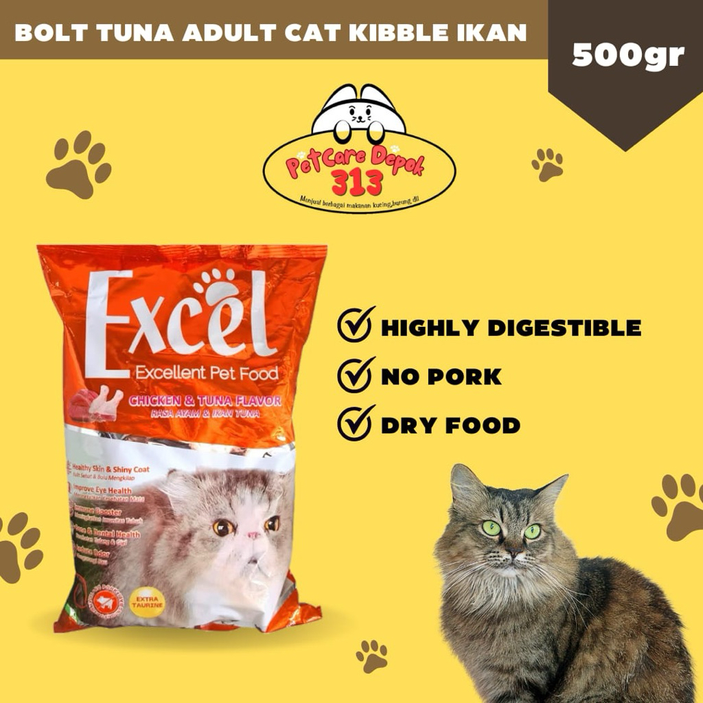 Exel Dry Food Makanan Kucing – Untuk Kitten & Adult | Anti Bulu Rontok & Penggemuk (Excel oren)