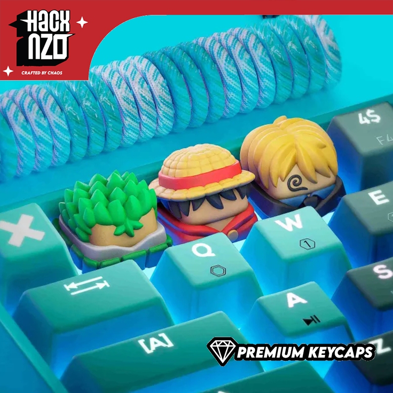 One Piece Artisan Keycaps – Luffy, Zoro, dan Sanji Custom Resin Keycaps