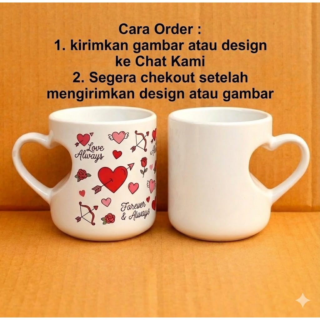 Mug Custom Gagang Love Keramik – Mug Hati Unik Bisa Foto & Logo | Souvenir Wedding, Hampers & Kado Spesial