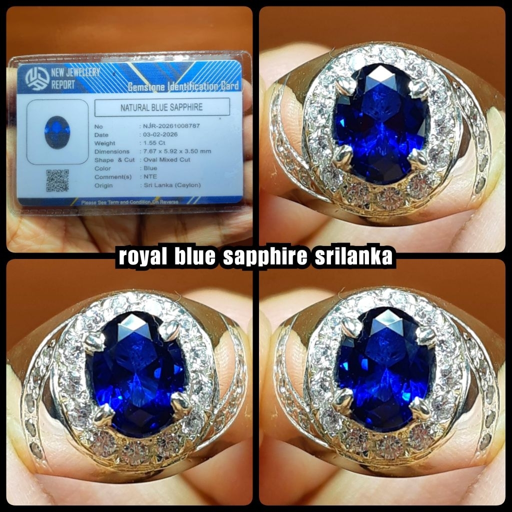 blue sapphire srilanka ceylon super lawasan NTE + ring perak